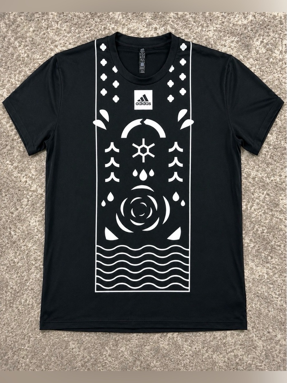 Adidas Black & White Abstract Graphic Performance T-Shirt